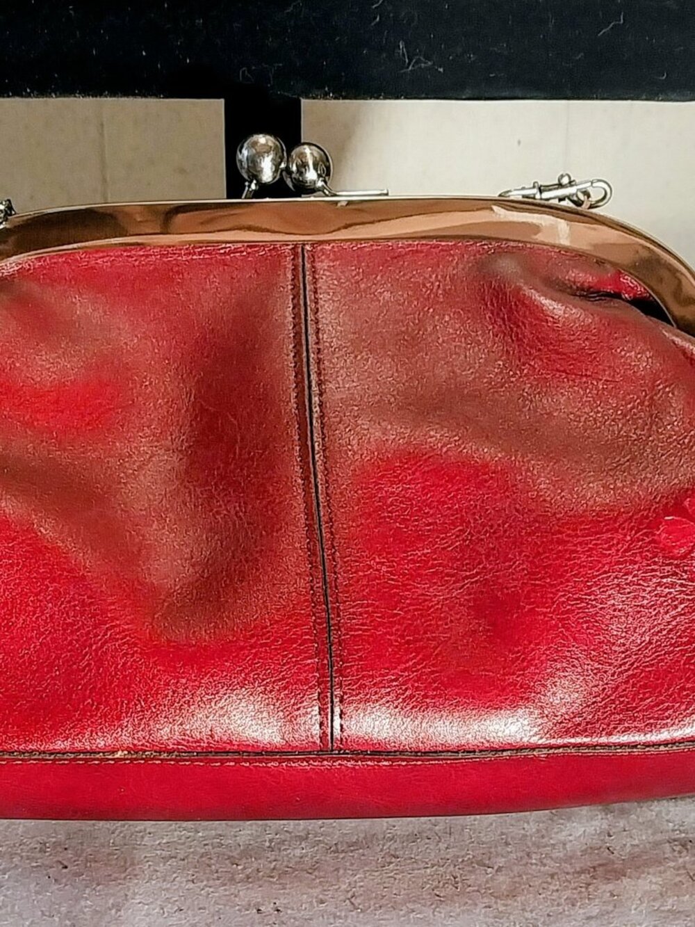 NWT Patricia Nash Leather Mia Frame Handbag Tooled Oxblood Red 15.5X10.5X5 - Picture 2 of 12
